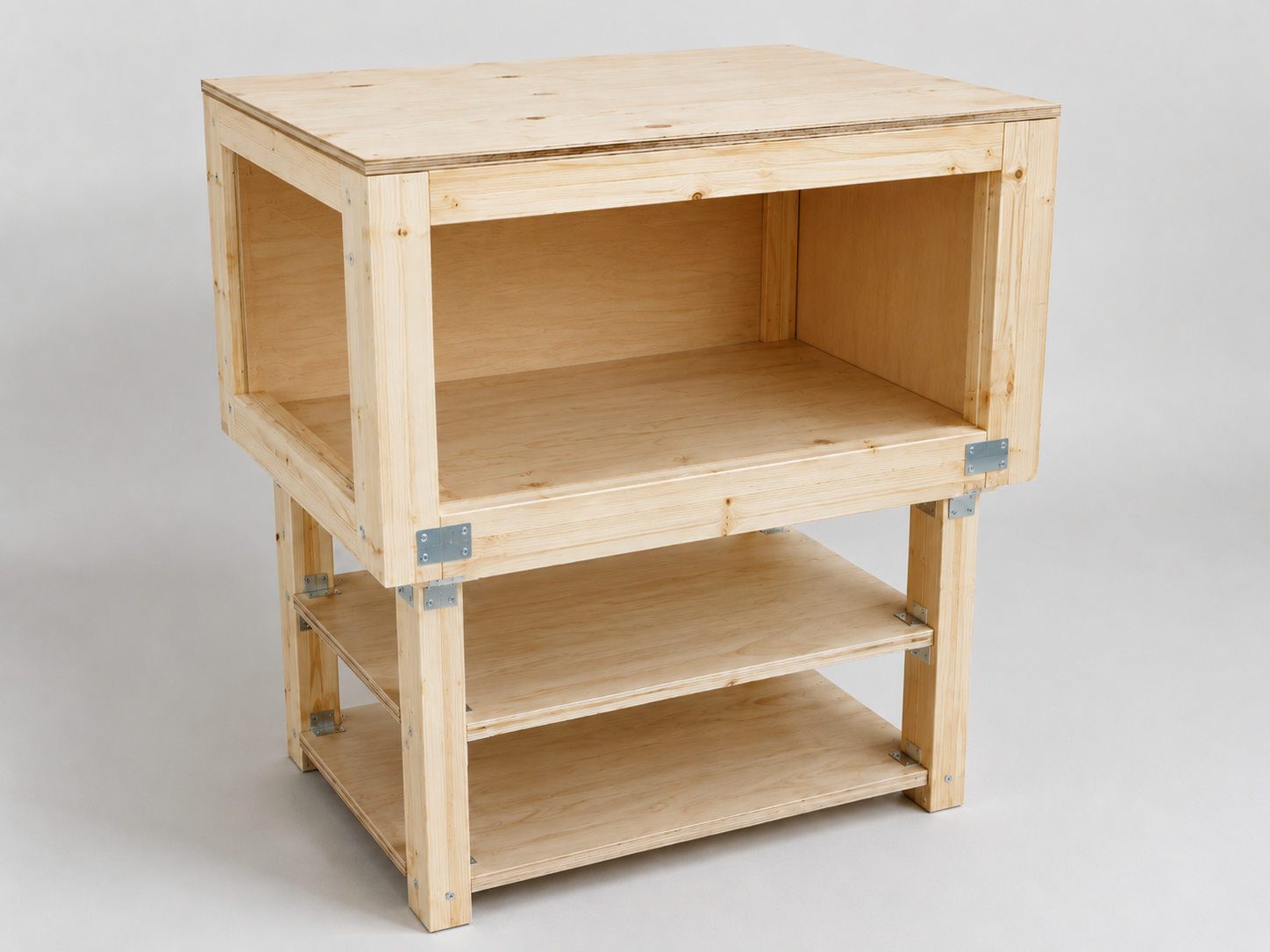 Wooden cabinet prototype used for fit and assembly checks